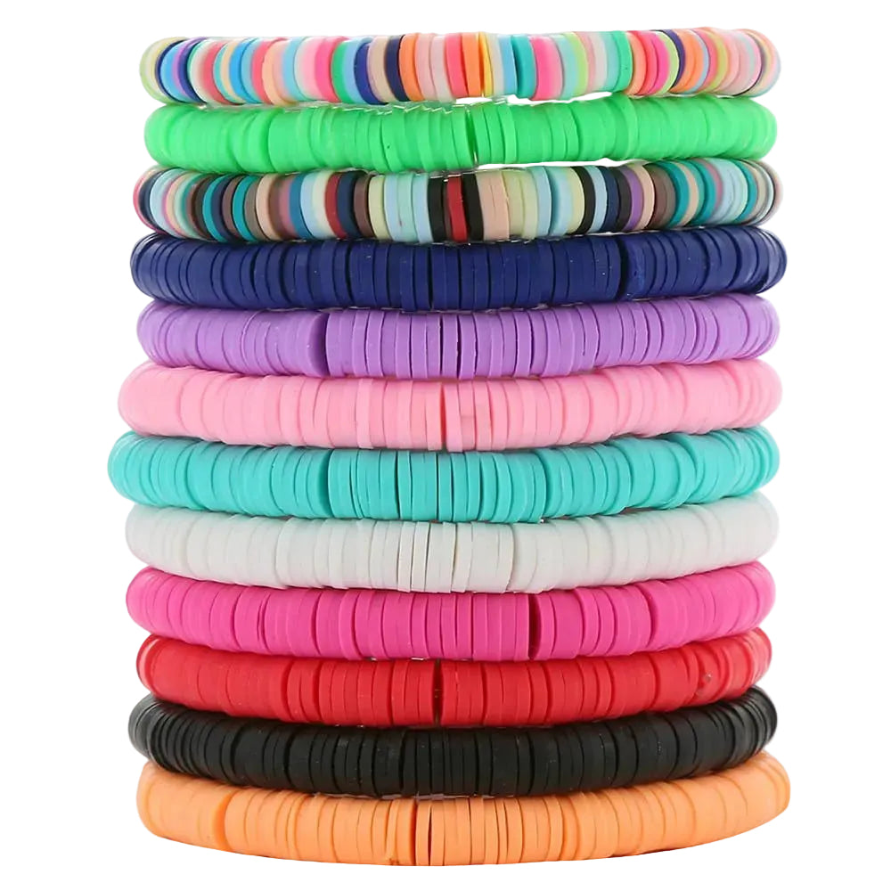 12 Pieces Taylor Friendship  6mm Beach  Women's Soft Pottery Bracelet Couple Jewelry