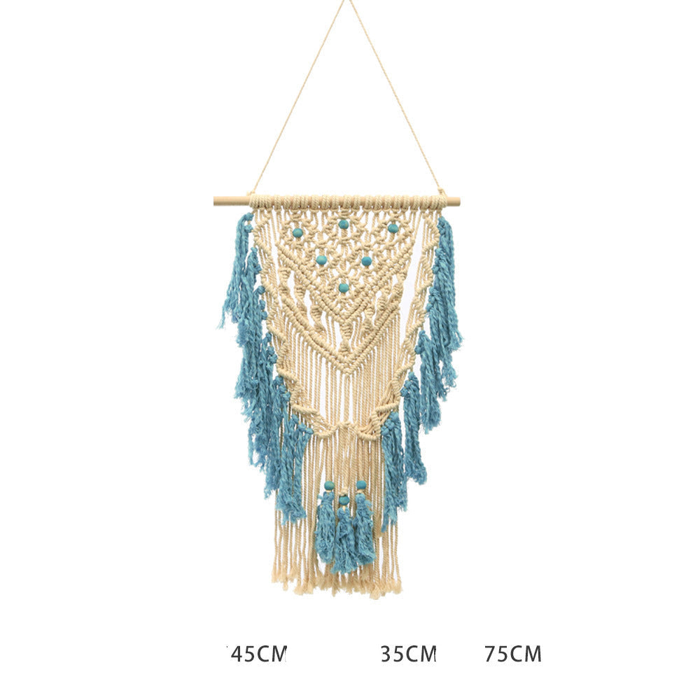 Bohemian Hand-Woven Cotton Rope Tapestry White Cotton Decorative Tapestry Amazon Bedroom Home Retro Style