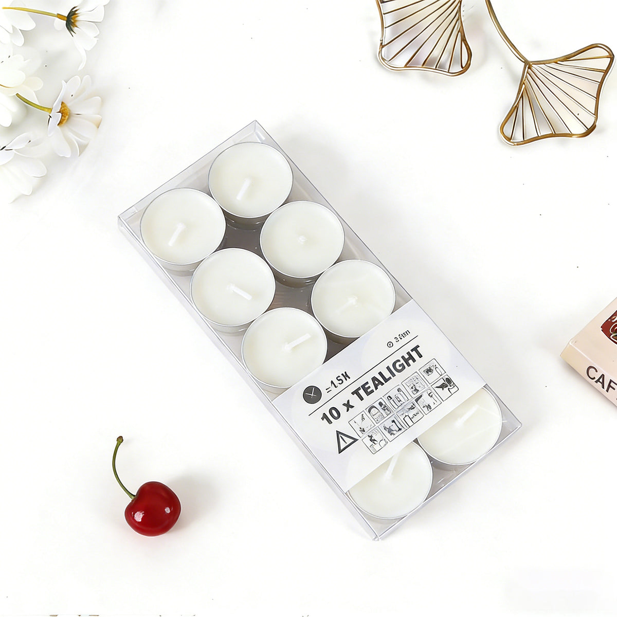 Pvc 10-Pack Tealight Round Aluminum Shell Transparent Plastic Box Butter Candle Wax Candle Household Holiday Small Candles