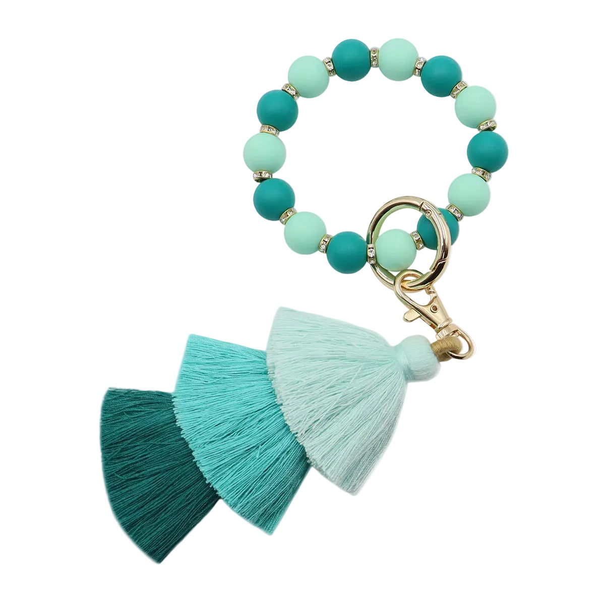 Cotton Tassel Keychain Food-Grade Silicone Beaded Bracelet Handmade