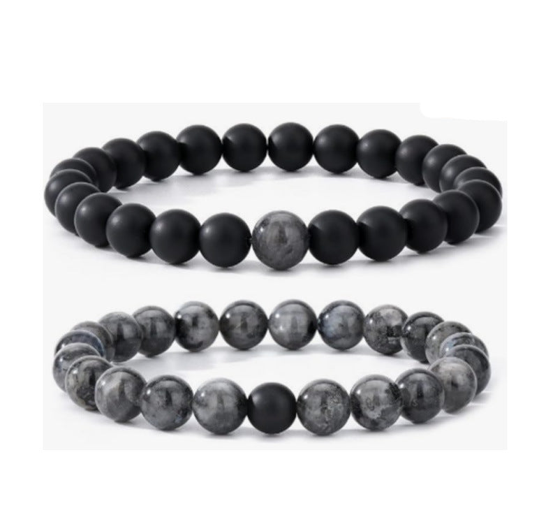 Popular Amazon European and American Men's Fashion Set, Stylish Tiger Eye Volcanic Stone Bracelet, White Pine Snowflake Bracelet, Versatile Accessories