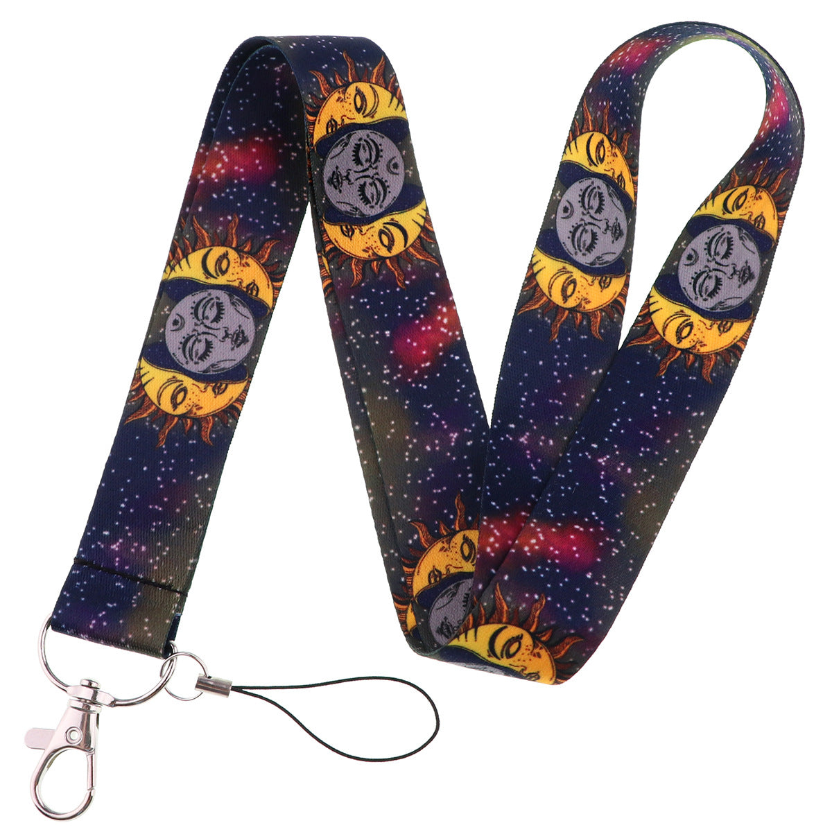 Starry Sky Planet Moon Mobile Phone Cartoon Lanyard Id Card Tag Hanging Neck Key Chain