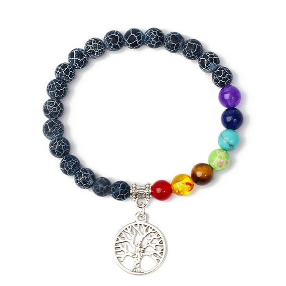 8mm black stone volcanic stone tag life tree shining stone lapis lazuli yellow tiger eye stone yoga bracelet supply d32