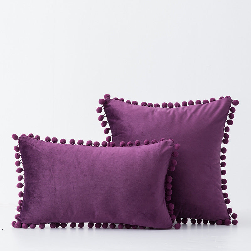 Factory in stock plain fur ball pillow modern minimalist sofa pillow bedside waist pillow cross-border delivery