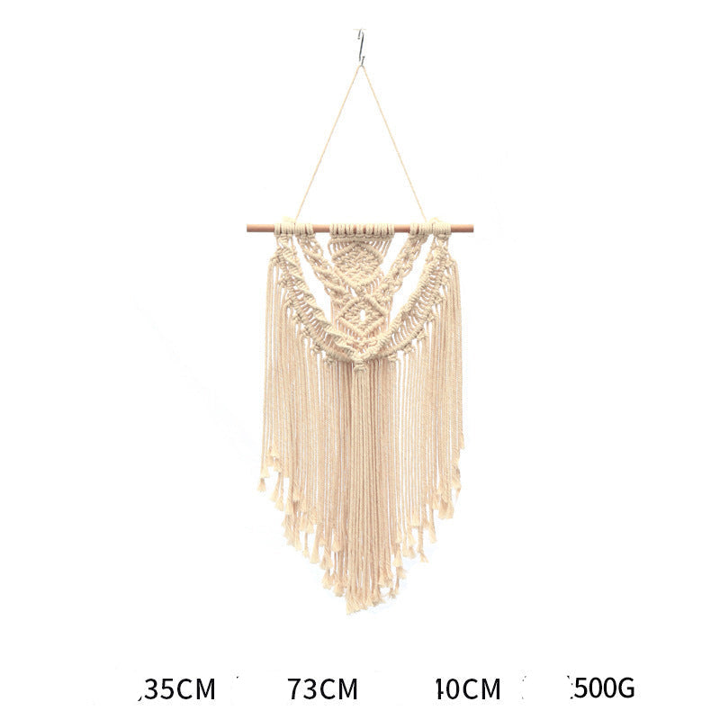 Bohemian Hand-Woven Cotton Rope Tapestry White Cotton Decorative Tapestry Amazon Bedroom Home Retro Style