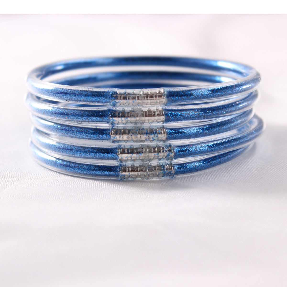 5-Layer Transparent Silicone Tube Pvc Gold Powder Bracelet with Silver Stopper Style Jelly Bangle Women's Bracelet Mixed Batch