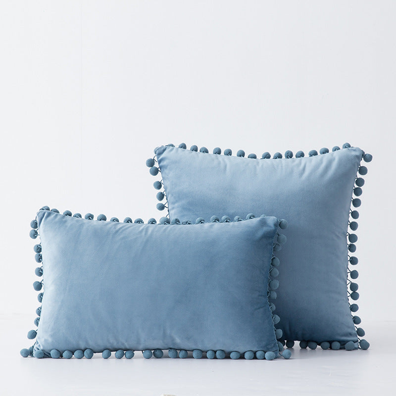 Factory in stock plain fur ball pillow modern minimalist sofa pillow bedside waist pillow cross-border delivery