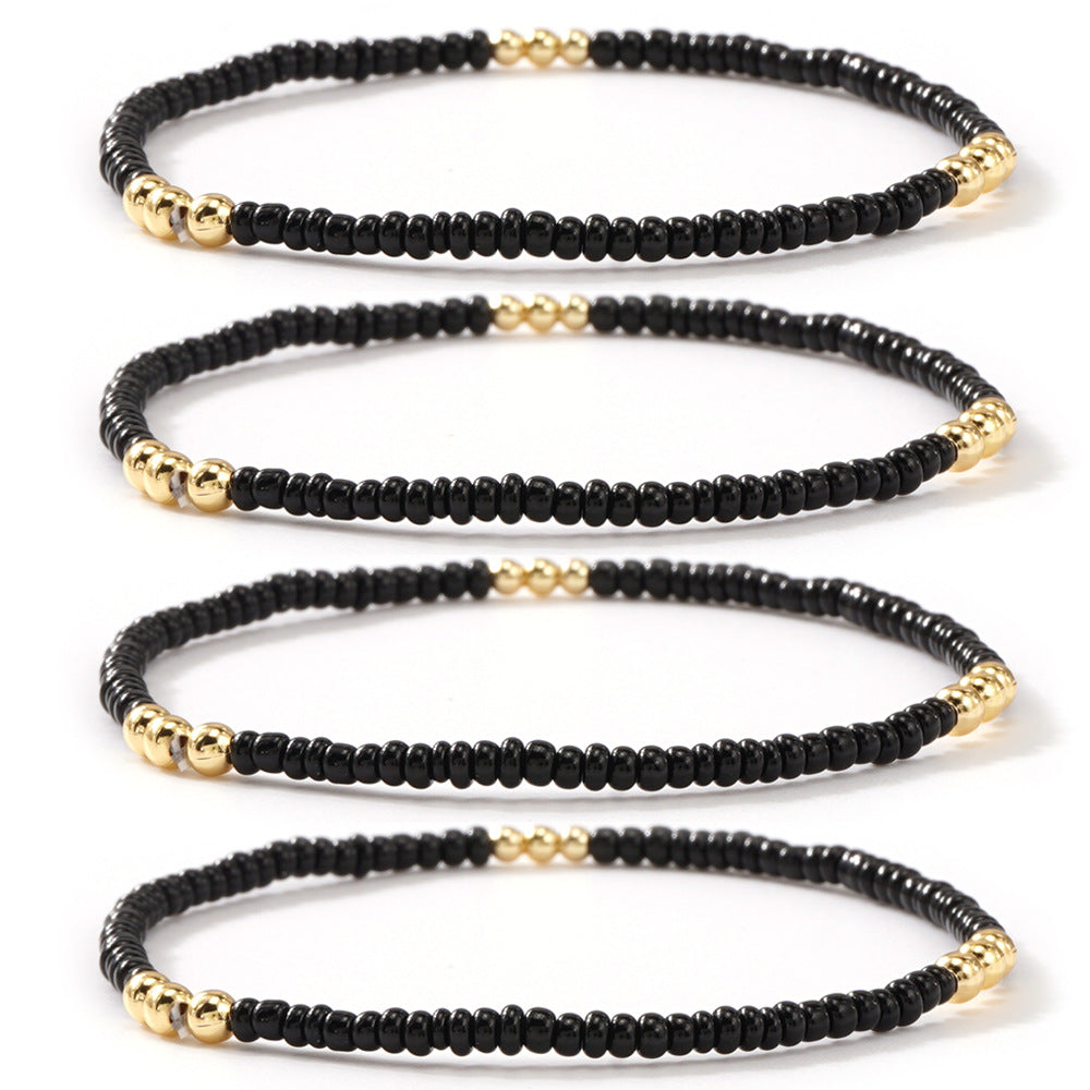 New Black Seed Bead Multi-Layer Bracelet for Women, Unique Design, Suitable for Commuting, Stackable, Light Luxury Beaded Daily Accessory