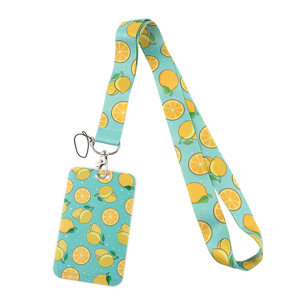 Fruit avocado pineapple strawberry lemon mobile phone rope webbing certificate bus ID card work hard shell card set