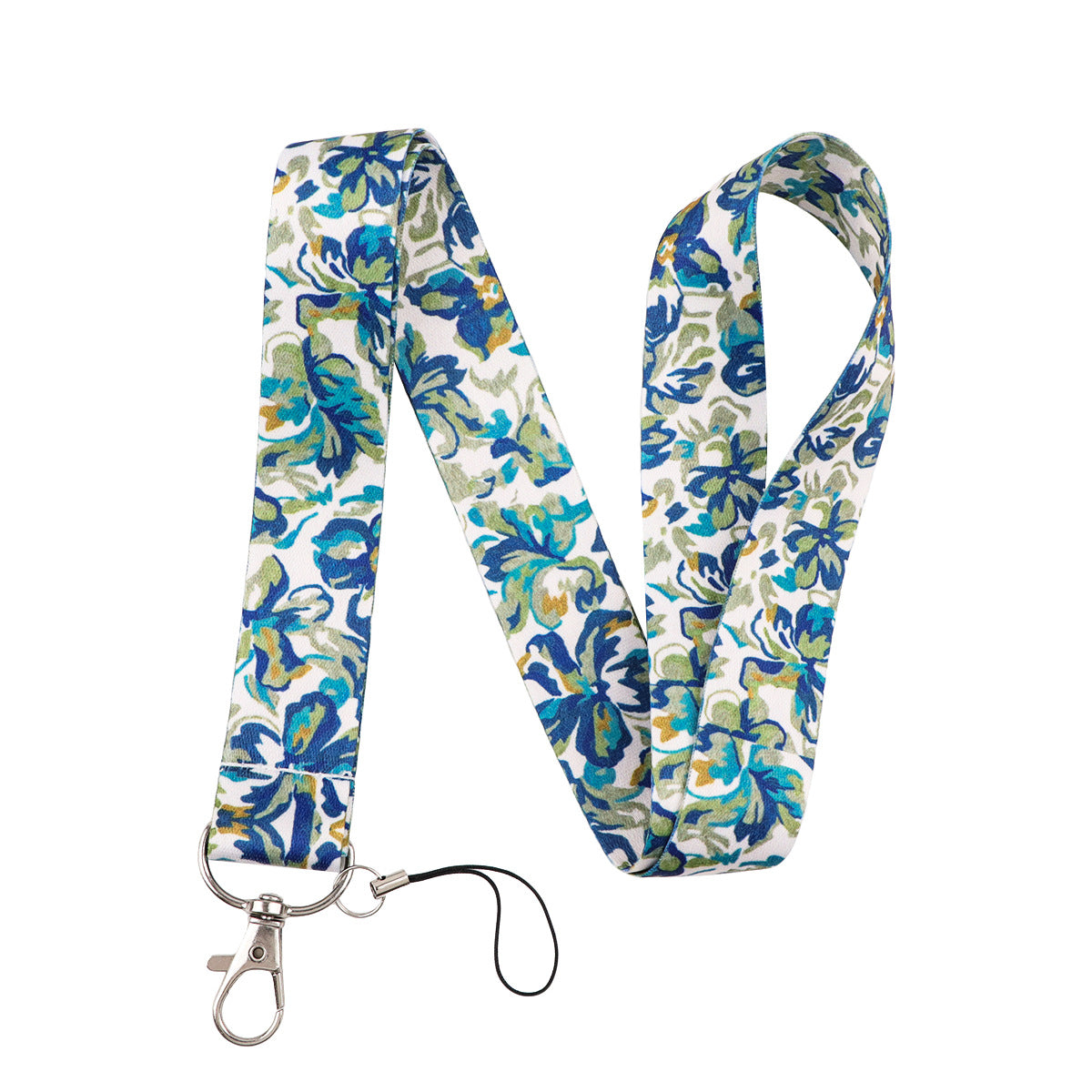 Flower-Themed Phone Lanyard Card Holder Keychain Bus Card Student Card Work Id Sliding Cover Hard Shell Lanyard Card Holder
