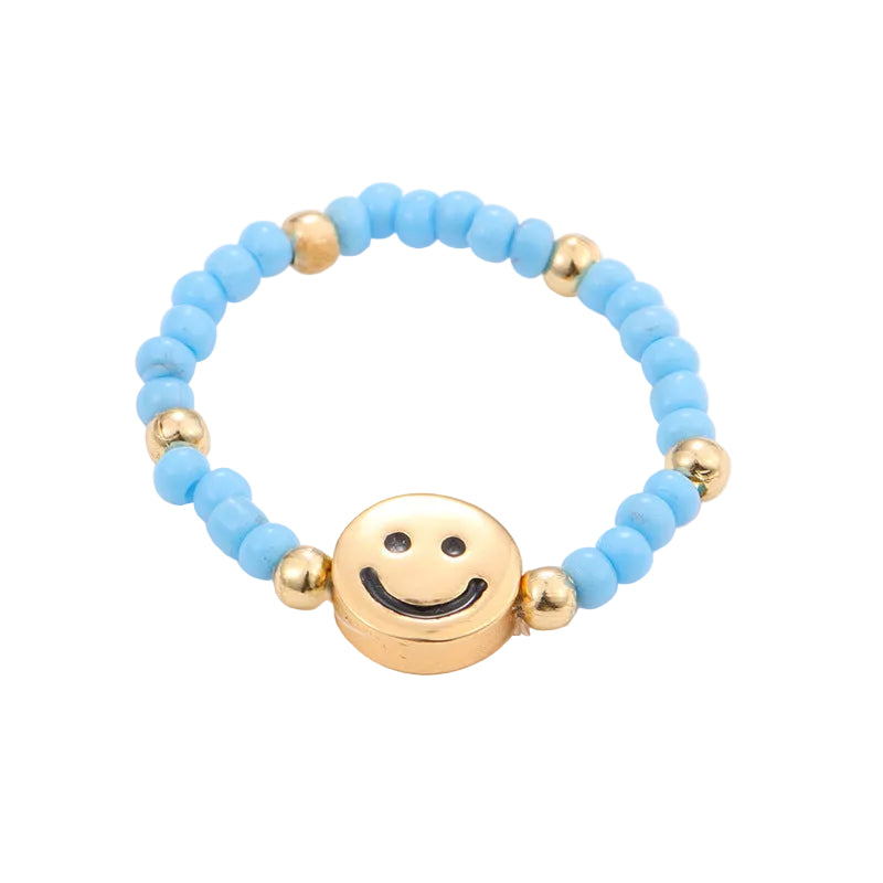 2PCs Mixed Color Beaded Star Smiley Multi-Row Stacked Summer Ring /Finger Rings/Toe Rings Set for Women