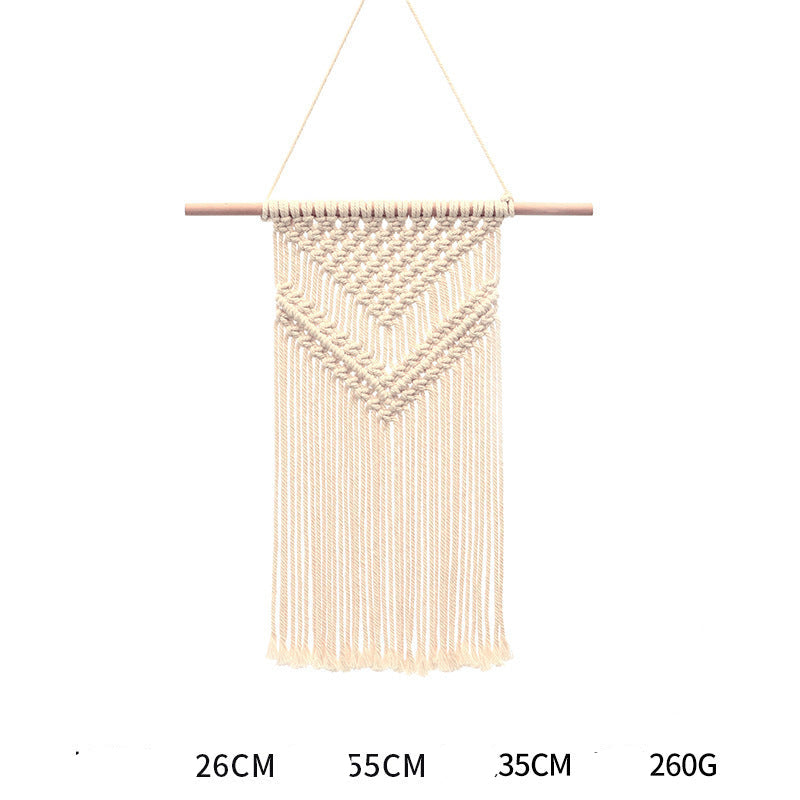 Bohemian Hand-Woven Cotton Rope Tapestry White Cotton Decorative Tapestry Amazon Bedroom Home Retro Style