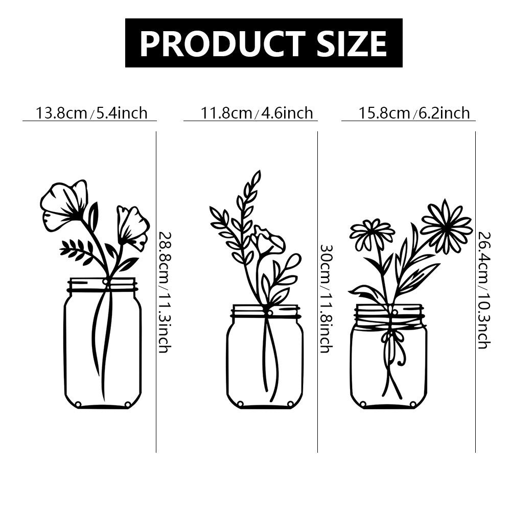 Amazon Three-Piece Metal Flower Wall Decoration Flower Home Bedroom Iron Painting Metal Vase Wall Hanging