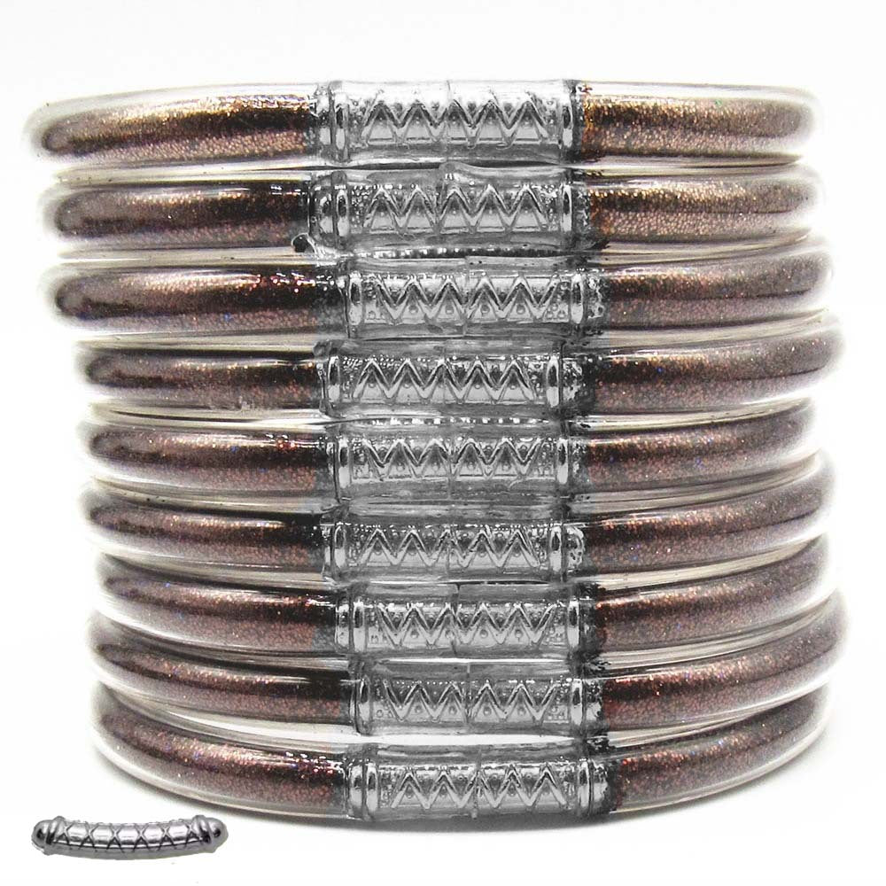 Cross-Border Hot-Selling 9-Layer Pvc Silicone Tube Gold Powder Bracelet Jelly Bangles Women's Bracelet Mixed Batch