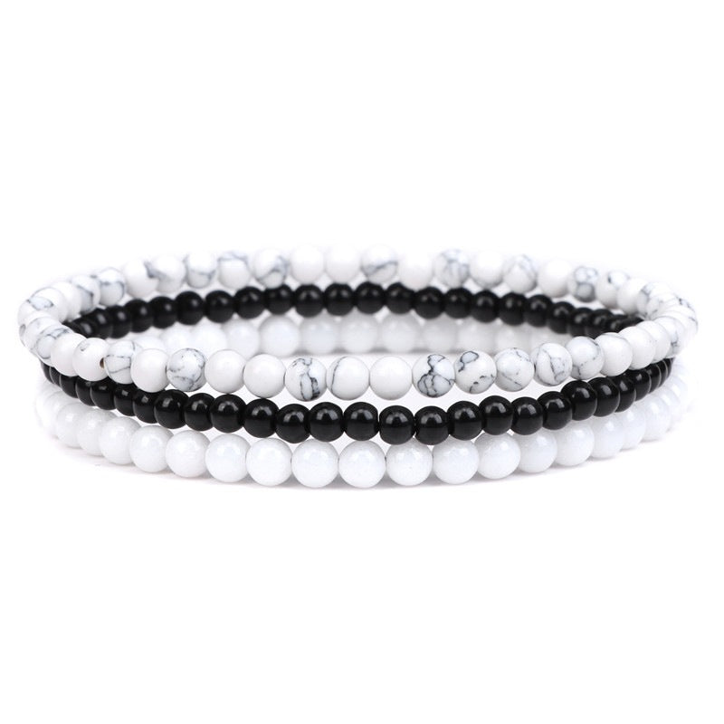 4mm Natural Rose Quartz Bracelet for Women, Retro Simple Elastic Rope Set Combination Jewelry Bracelet Hot Sale