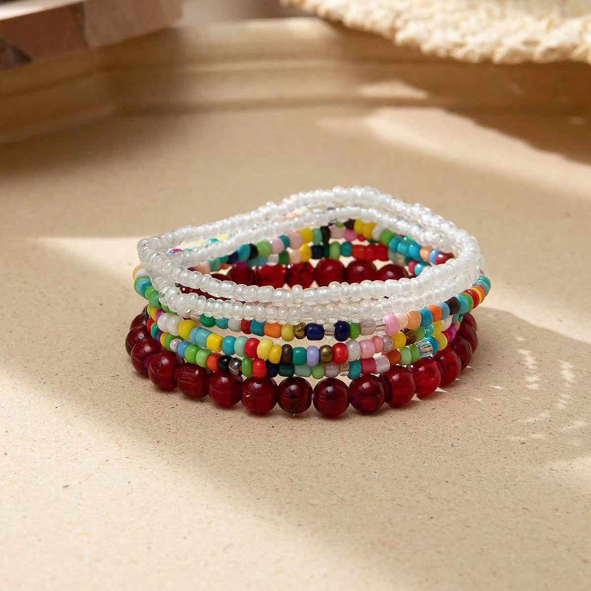 Vacation-Style Handmade Beaded Multi-Layered Seed Bead and Glass Mix-And-Match Stackable Jewelry Bracelets Wholesale