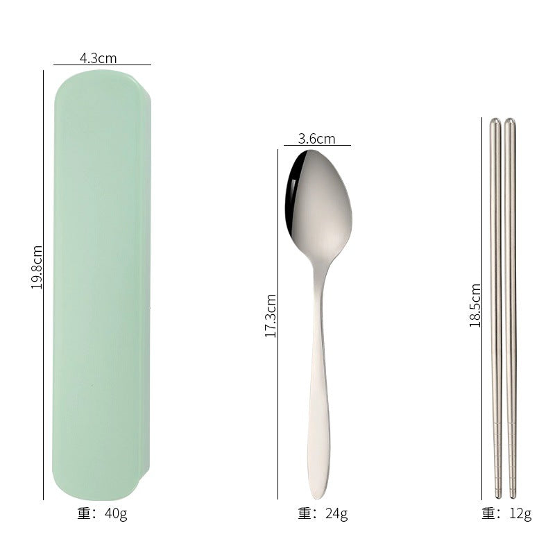 stainless steel chopsticks spoon Fork three-piece tableware affordable student gift outdoor LOGO tableware set Wholesale