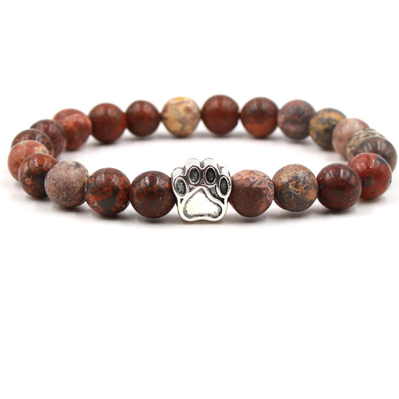 Direct manufacturer, popular on AliExpress: 8mm tiger eye stone, white turquoise, dog paw transparent elastic cord bracelet