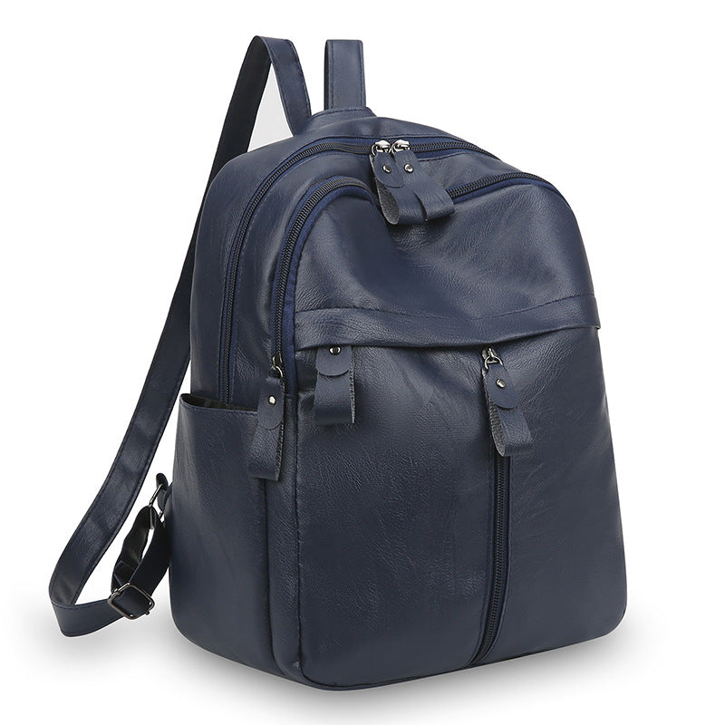 Cross-Border Multi-Purpose Pu Backpack, Casual Large-Capacity Retro Korean Style Fashion Outdoor Versatile Women's Backpack, Simple Design