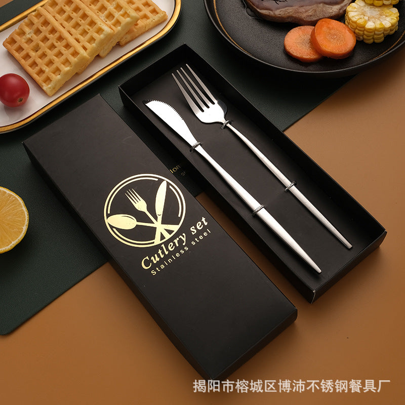 Stainless Steel Tableware Gift Box suit Portuguese Steak Knife and Fork Spoon Chopsticks Two-piece Western Tableware Gift Box