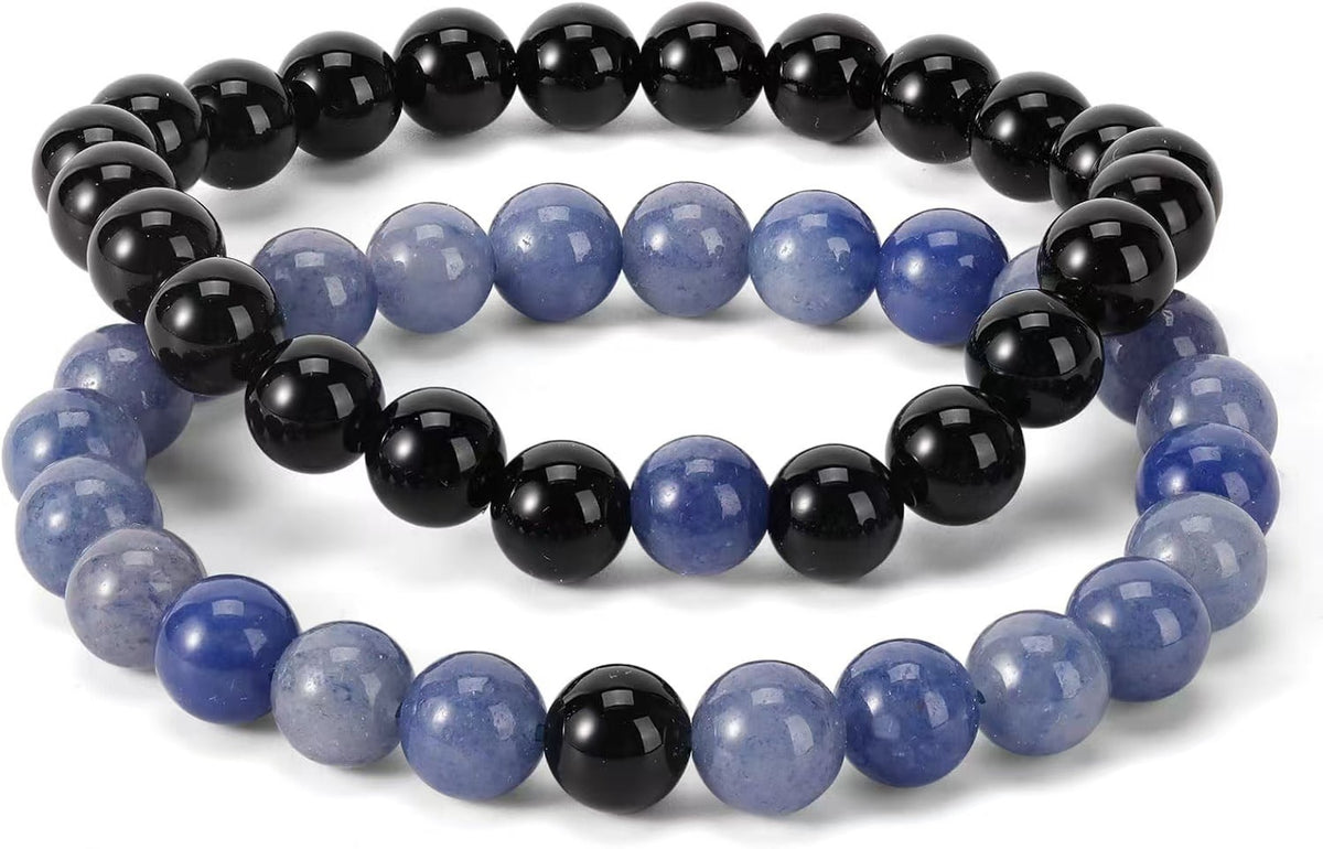 New European and American Trendy Jewelry: Gravel Bead Bracelet, Pink Crystal, Tiger Eye, Agate Stone Combination Set, Elastic Bracelet