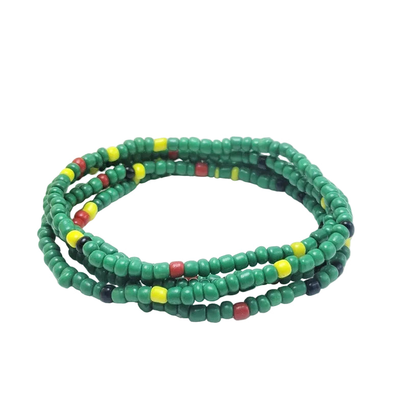 Body Chain with Glass Seed Beads, Fashionable Magic Hand Fish Pendant Accessories, Elastic Handmade Beaded Jewelry Waist Chain
