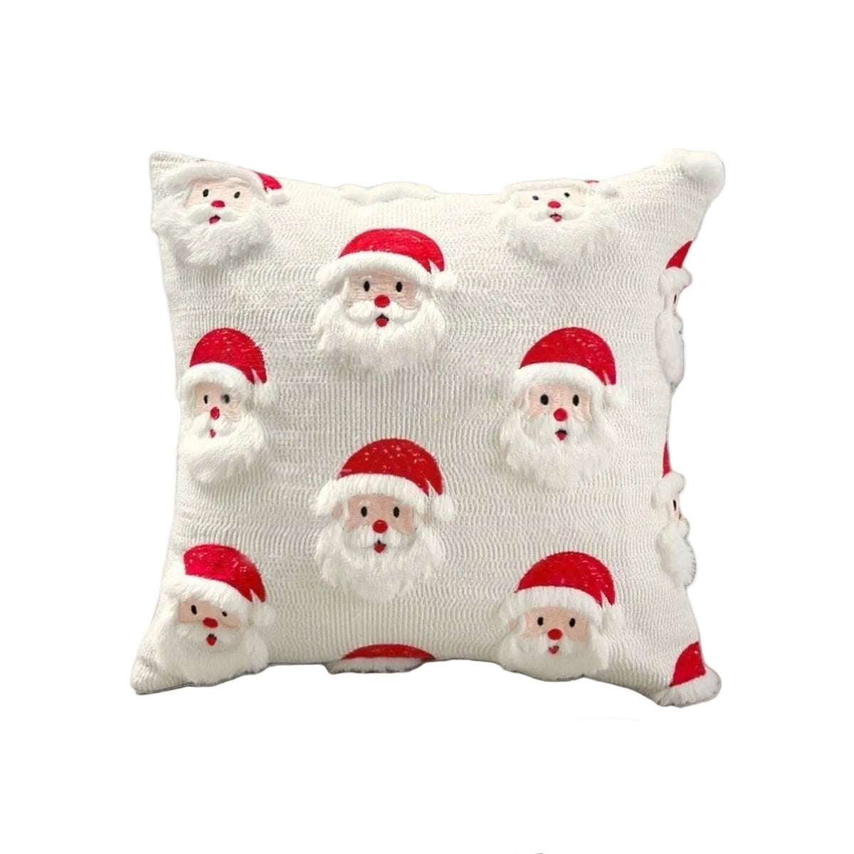 3D Santa Claus Quilted Christmas Pillow Cover with Christmas Tree Embroidery for Living Room Sofa Decoration Cushion Cover