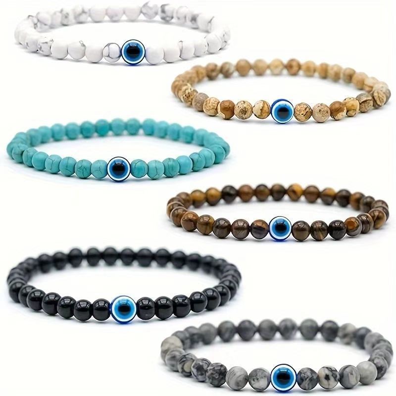 New European and American Trendy Jewelry: Gravel Bead Bracelet, Pink Crystal, Tiger Eye, Agate Stone Combination Set, Elastic Bracelet