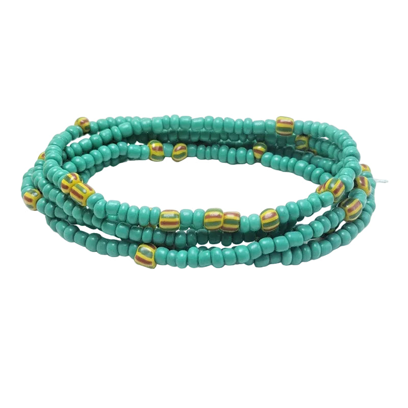 Body Chain with Glass Seed Beads, Fashionable Magic Hand Fish Pendant Accessories, Elastic Handmade Beaded Jewelry Waist Chain
