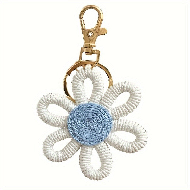 Simple Daisy Keychain Flower Sunflower Woven Simple Pendant Car Ring Gift