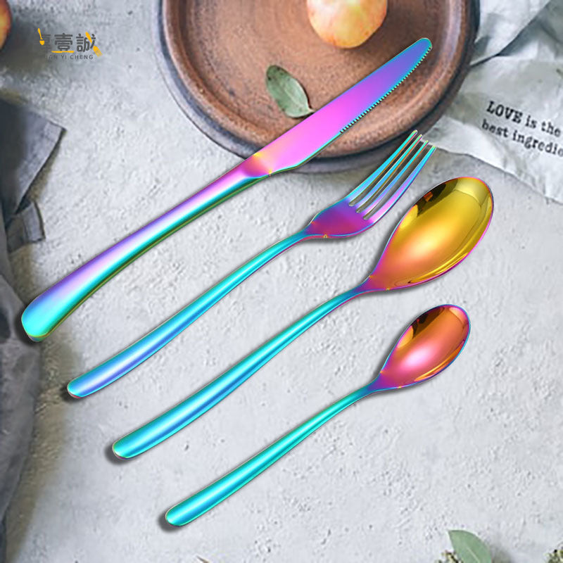 Stainless Steel Moonlight Series Western Food Tableware Set Nordic Style Knife, Fork and Spoon Four-piece Set Hotel Gift Tableware