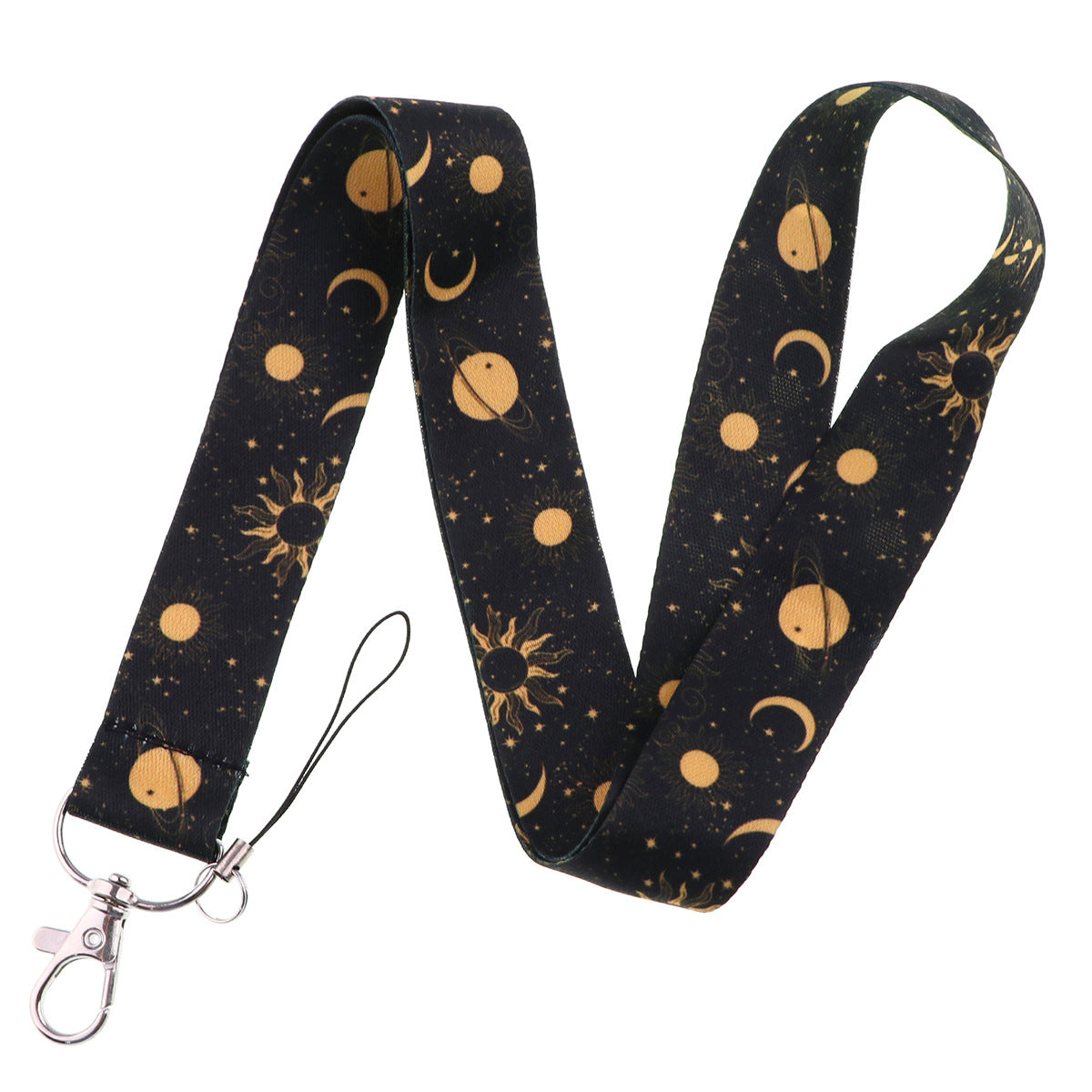 Starry Sky Planet Moon Mobile Phone Cartoon Lanyard Id Card Tag Hanging Neck Key Chain