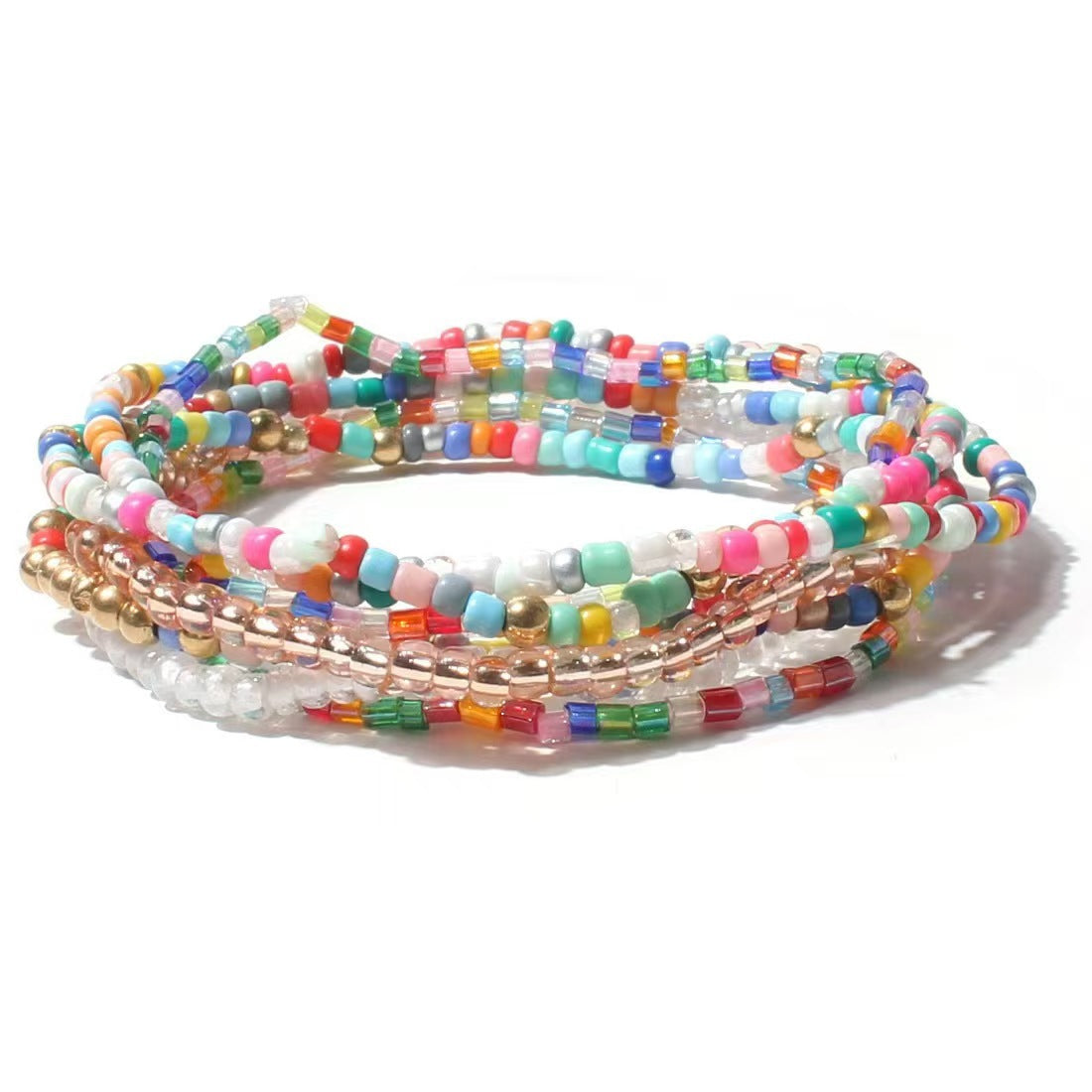 Vacation-Style Handmade Beaded Multi-Layered Seed Bead and Glass Mix-And-Match Stackable Jewelry Bracelets Wholesale