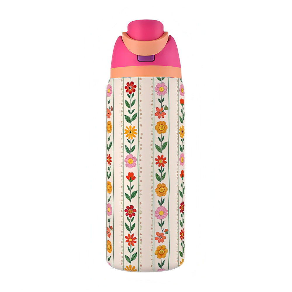 Water Cup 304 Vacuum Stainless Steel Thermos Cup Portable Satchel Straw Double Drink Sports Water Bottle for Men and Women