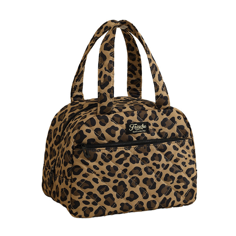 Runhui's New Quilted Semi-Circular Portable Lunch Bag, Student Lunch Box Bag, Lunch Bag for Office Workers, Outdoor Insulated Bag