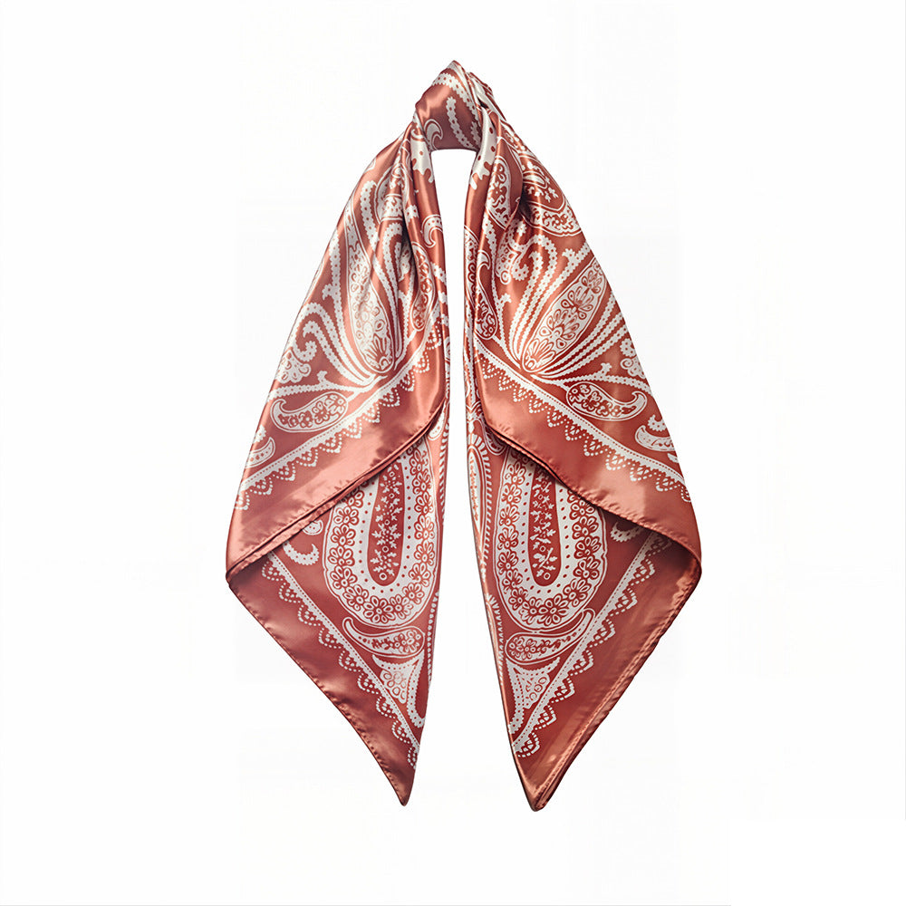 90cm Paisley Silk Scarf for Women, Trendy and Versatile, European and American Style, Imitation Silk Paisley Headscarf Wholesale