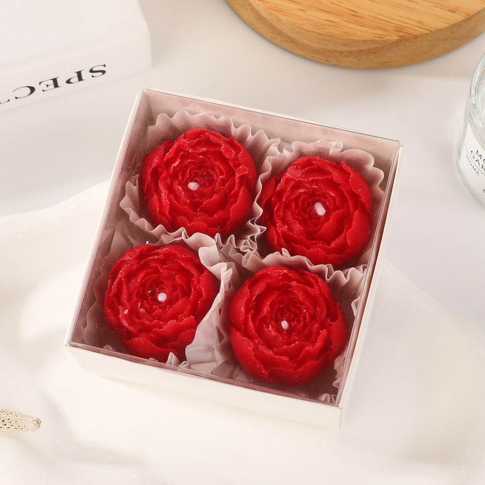 Handmade Red Rose Scented Candle Set  for Home Use Valentine's Day Gift Fragrance Souvenir Candle