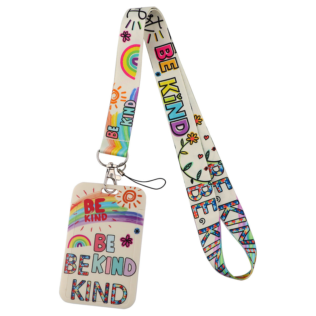 Rainbow Series Mobile Phone Hanging Rope Card Set U Disk Hanging Rope Ribbon Work Bus Listing Plastic Hard Card Set