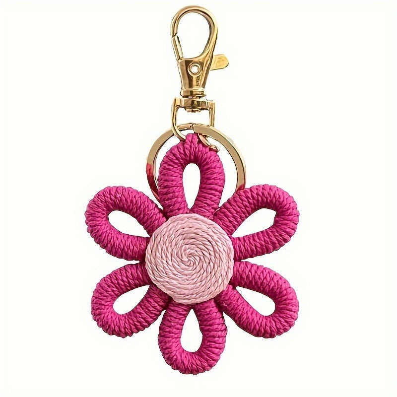 Simple Daisy Keychain Flower Sunflower Woven Simple Pendant Car Ring Gift