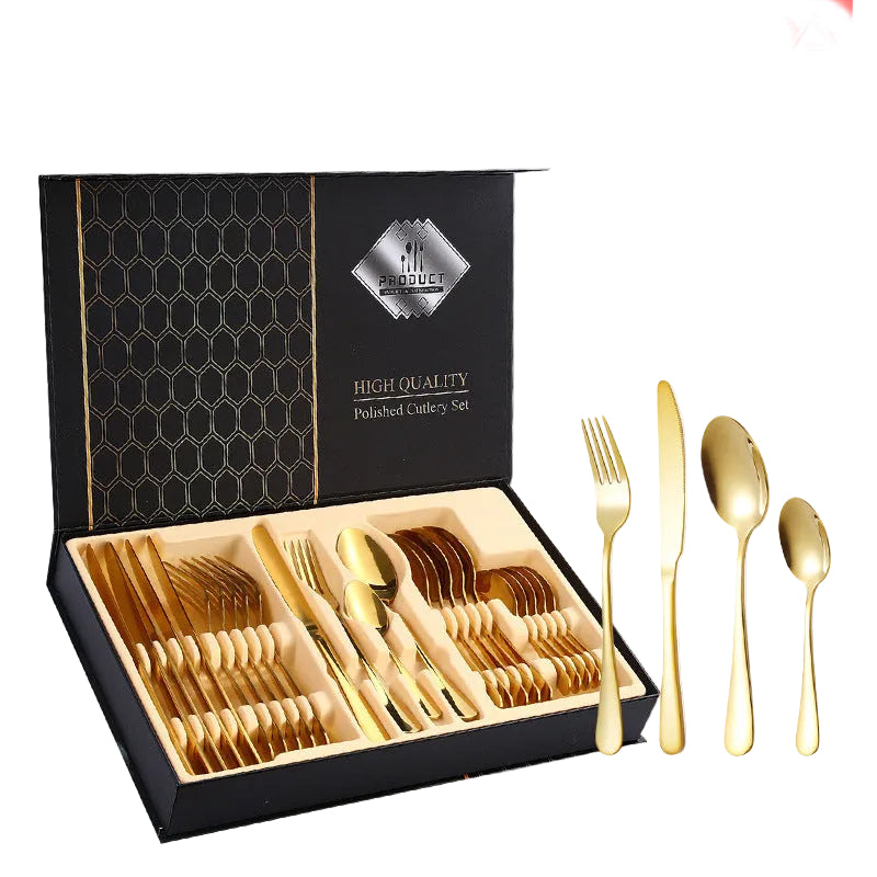 Stainless steel  24 pieces suit Western steak knife fork spoon gift box tableware suit