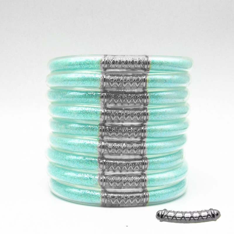 Cross-Border Hot-Selling 9-Layer Pvc Silicone Tube Gold Powder Bracelet Jelly Bangles Women's Bracelet Mixed Batch