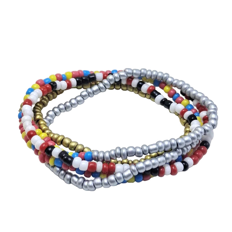 Body Chain with Glass Seed Beads, Fashionable Magic Hand Fish Pendant Accessories, Elastic Handmade Beaded Jewelry Waist Chain