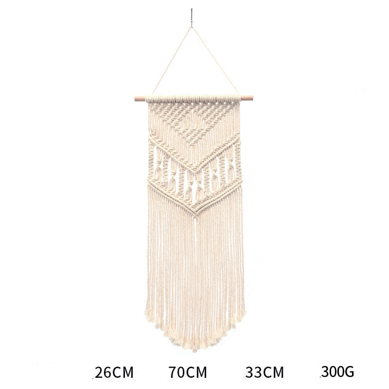 Bohemian Hand-Woven Cotton Rope Tapestry White Cotton Decorative Tapestry Amazon Bedroom Home Retro Style