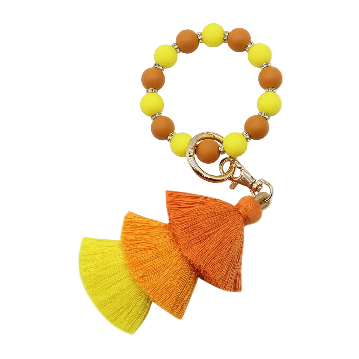 Cotton Tassel Keychain Food-Grade Silicone Beaded Bracelet Handmade