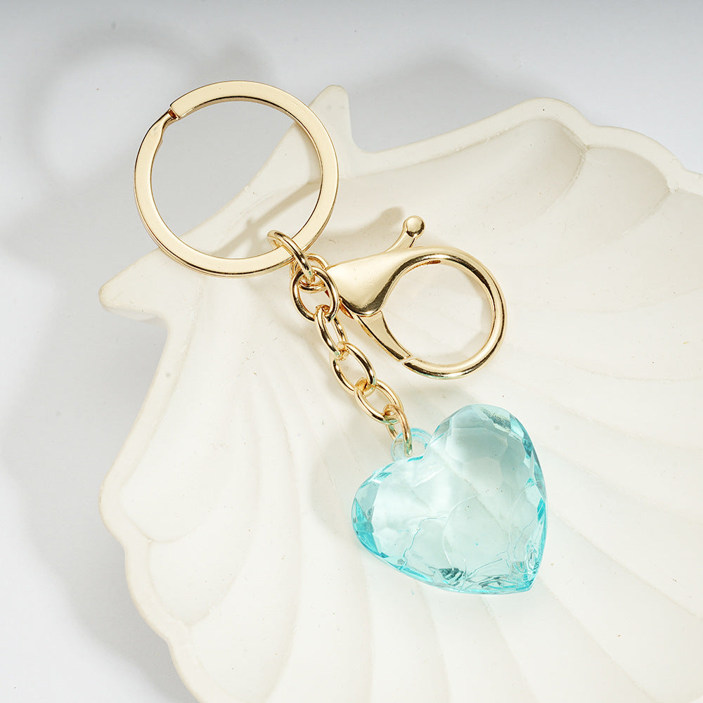 Transparent Heart-Shaped Imitation Crystal Acrylic Peach Heart Pendant Keychain Heart-Shaped Bag Charm