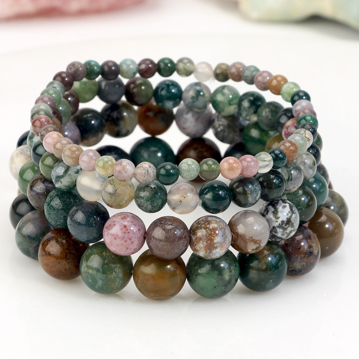 European and American Hot-Selling Handmade Natural Stone Beaded Bracelets for Men and Women, Tourmaline Pink Crystal Elastic Bracelets, Cross-Border Jewelry