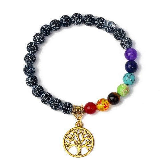 8mm black stone volcanic stone tag life tree shining stone lapis lazuli yellow tiger eye stone yoga bracelet supply d32