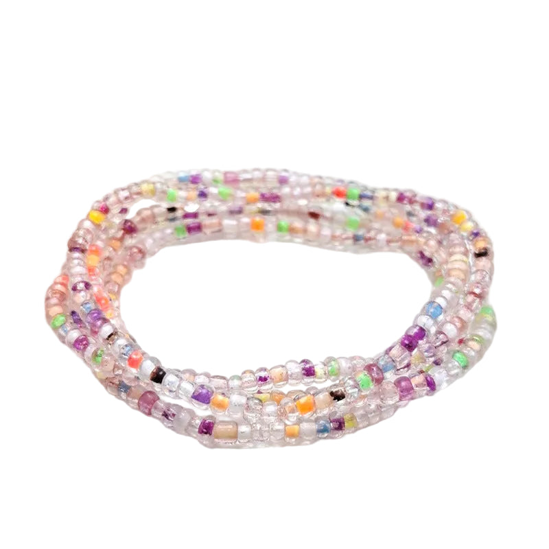 Body Chain with Glass Seed Beads, Fashionable Magic Hand Fish Pendant Accessories, Elastic Handmade Beaded Jewelry Waist Chain