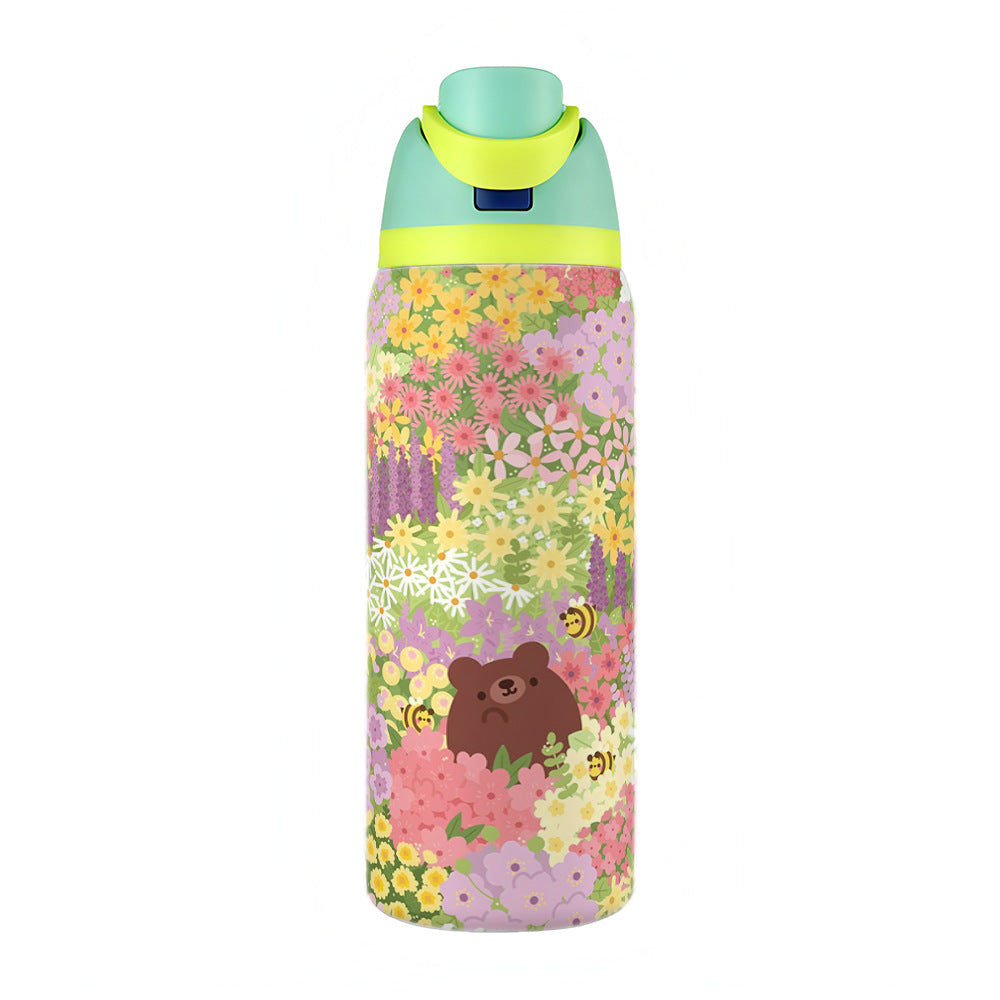 Water Cup 304 Vacuum Stainless Steel Thermos Cup Portable Satchel Straw Double Drink Sports Water Bottle for Men and Women