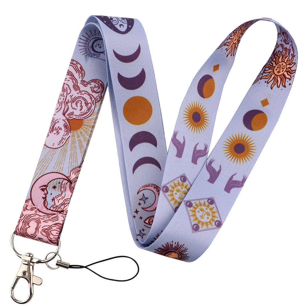 Starry Sky Planet Moon Mobile Phone Cartoon Lanyard Id Card Tag Hanging Neck Key Chain